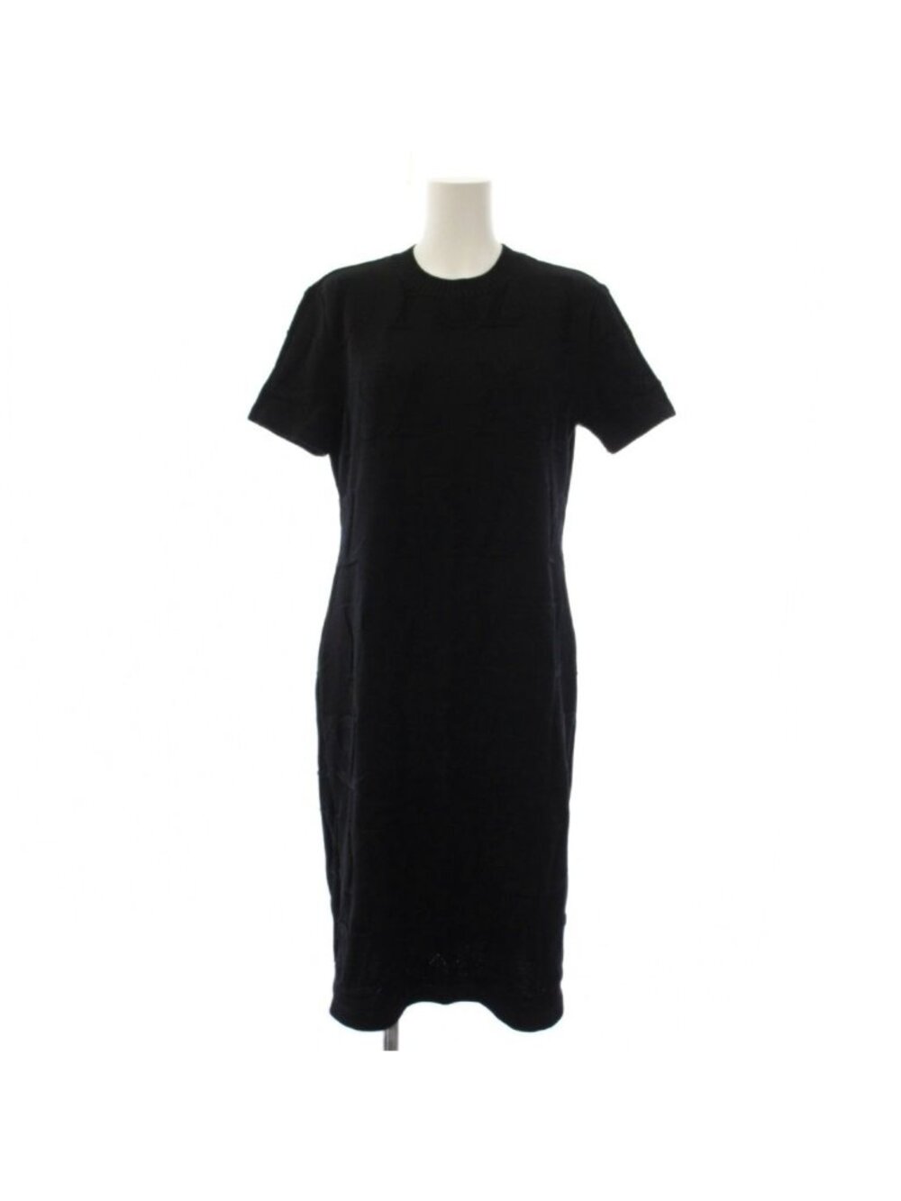 Saint Laurent Knit Dress Short Sleeve Knee-Length Logo Black L